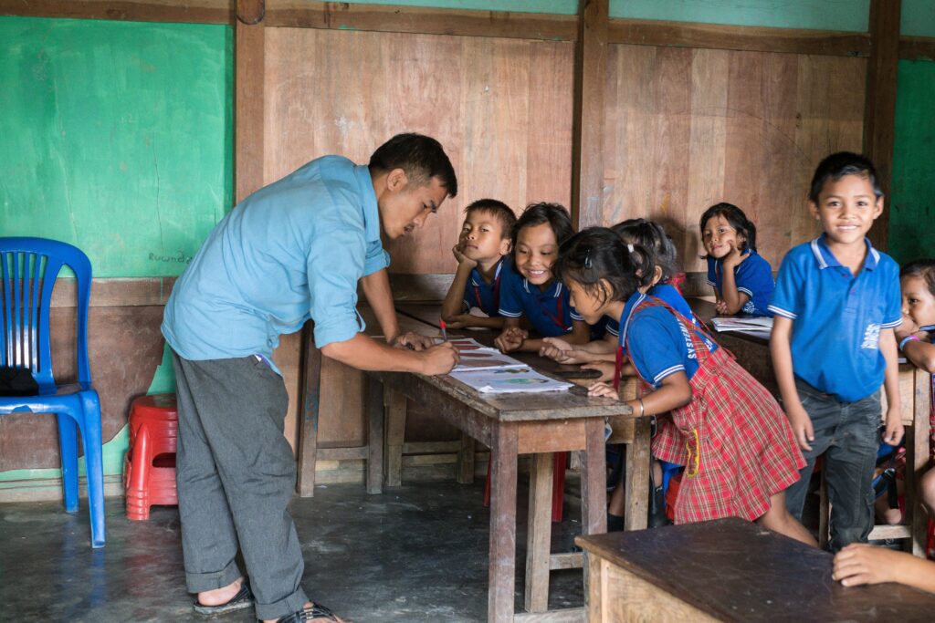 teacher with students