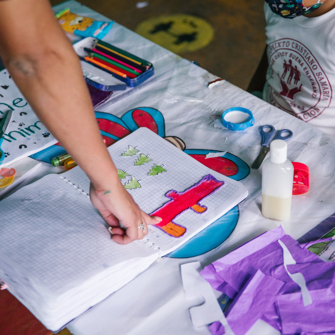 students making a craft at school