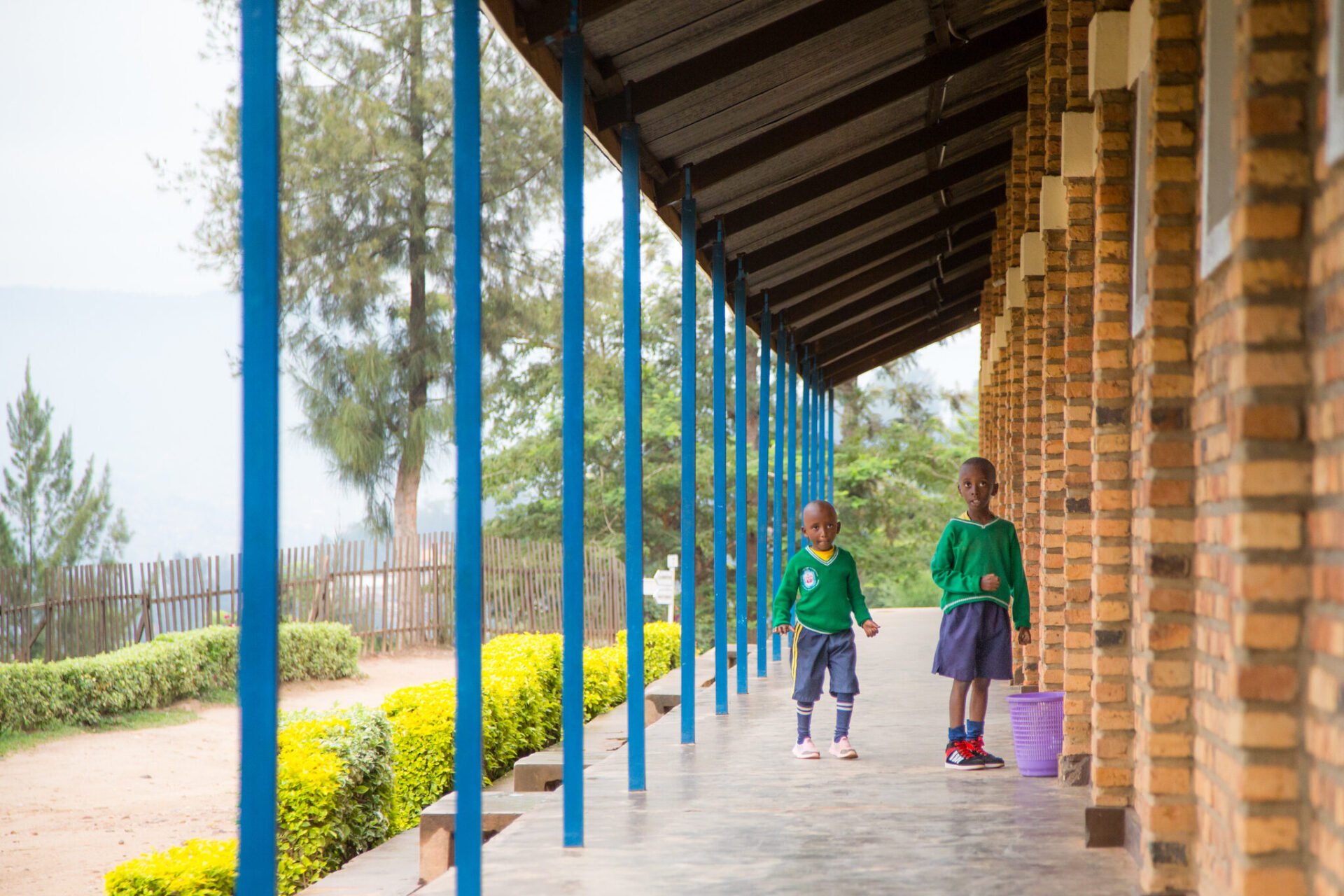 students in Ghana walking