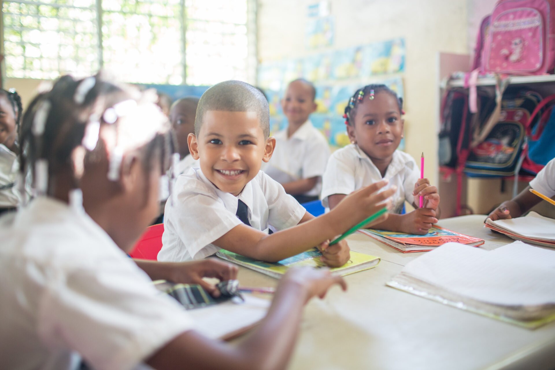 Students smiling in the Dominican Republic