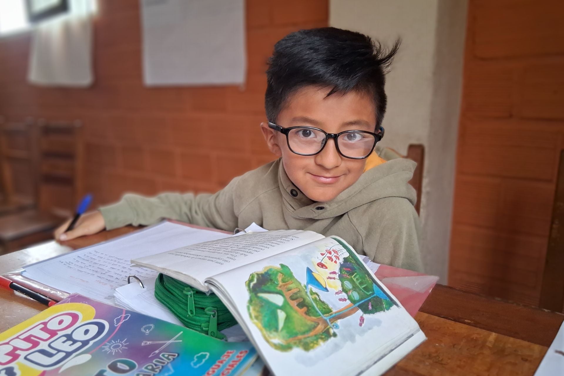 young student in classroom in Bolivia